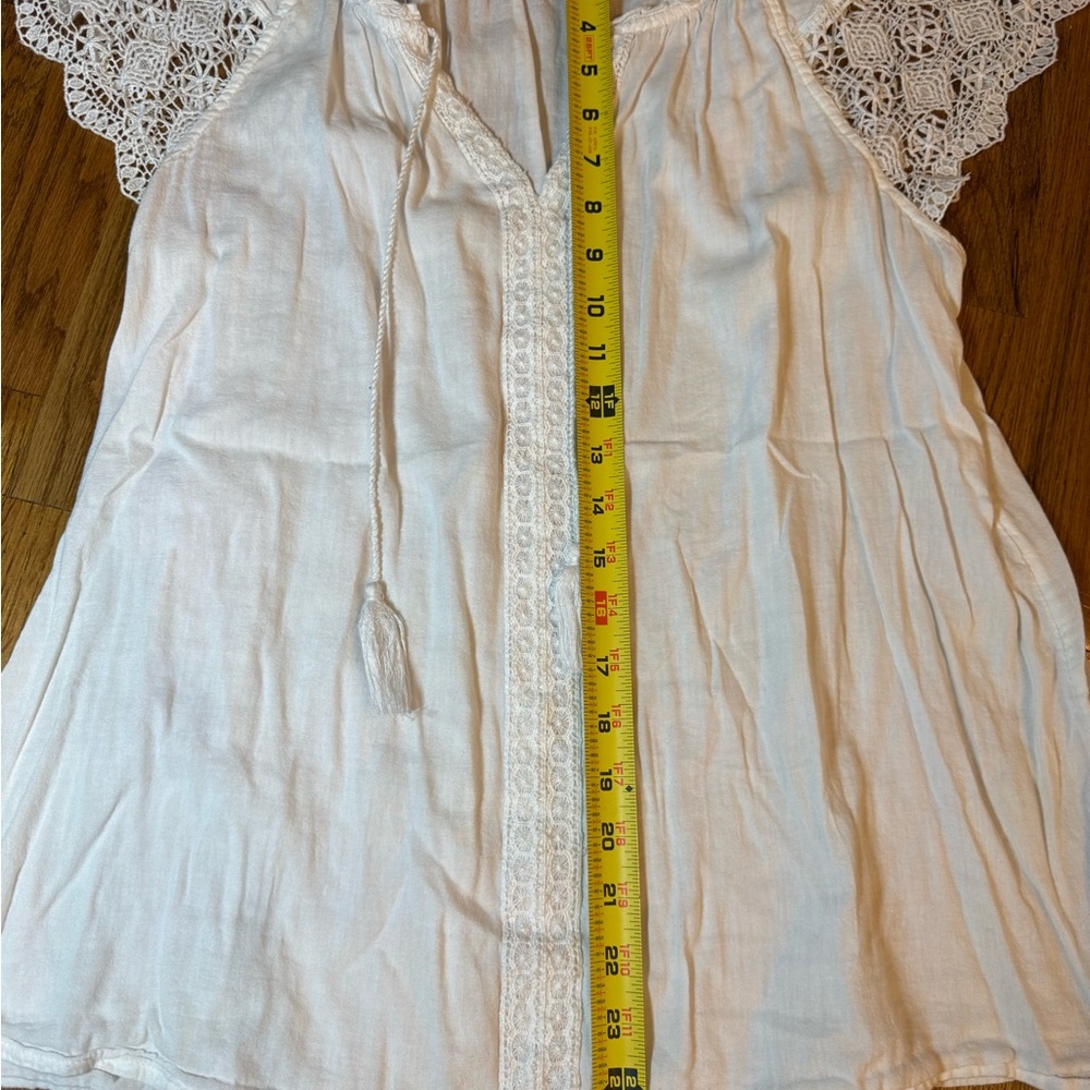 White Lace cotton Women's Top- M Tall - Picture 3 of 4